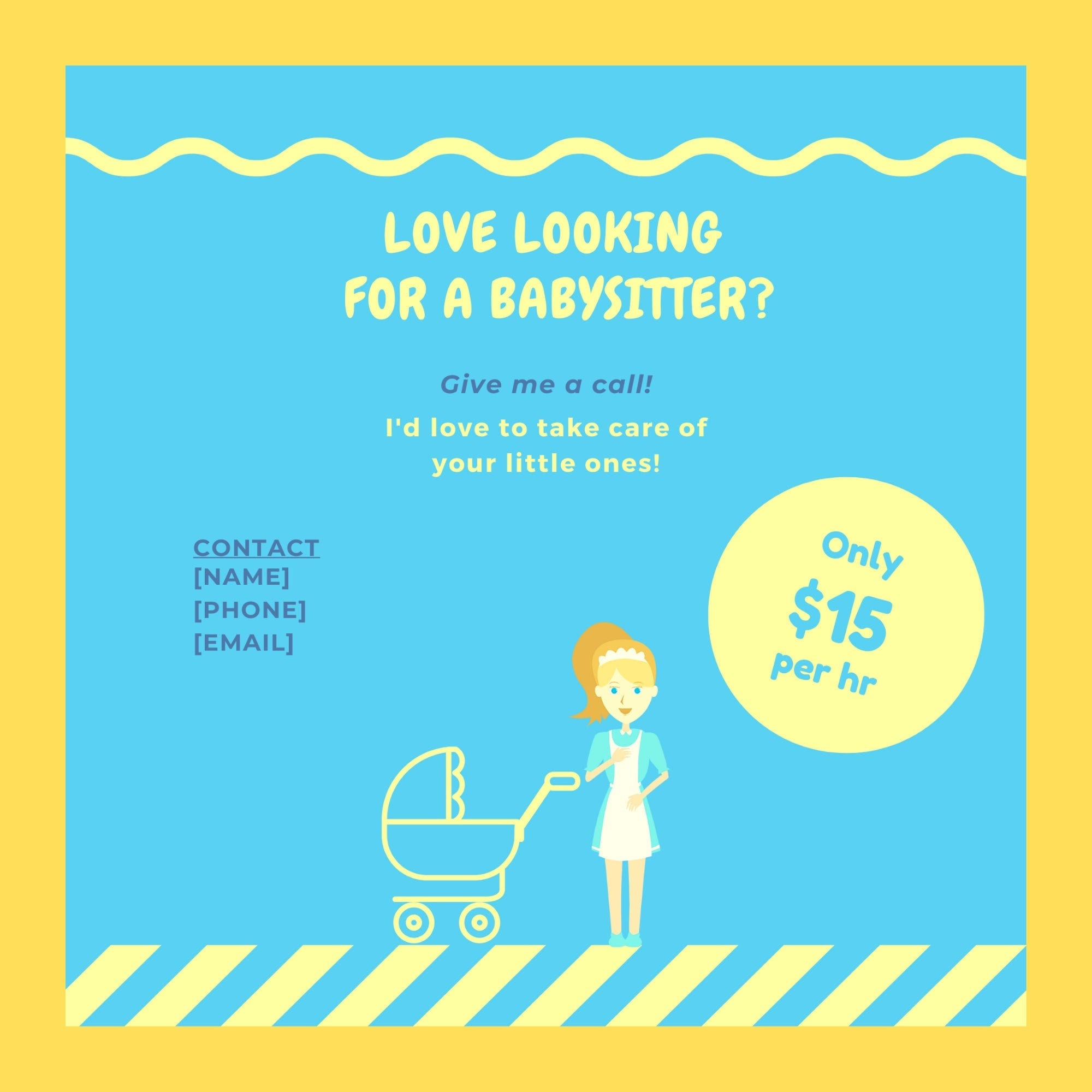 Babysitting Business Flyer - Babysitter Flyer - Digital Download - Custom  and Personalize - Babysitting Business, Teens, DIY Flyer, Fun - Etsy, image size:2000x2000