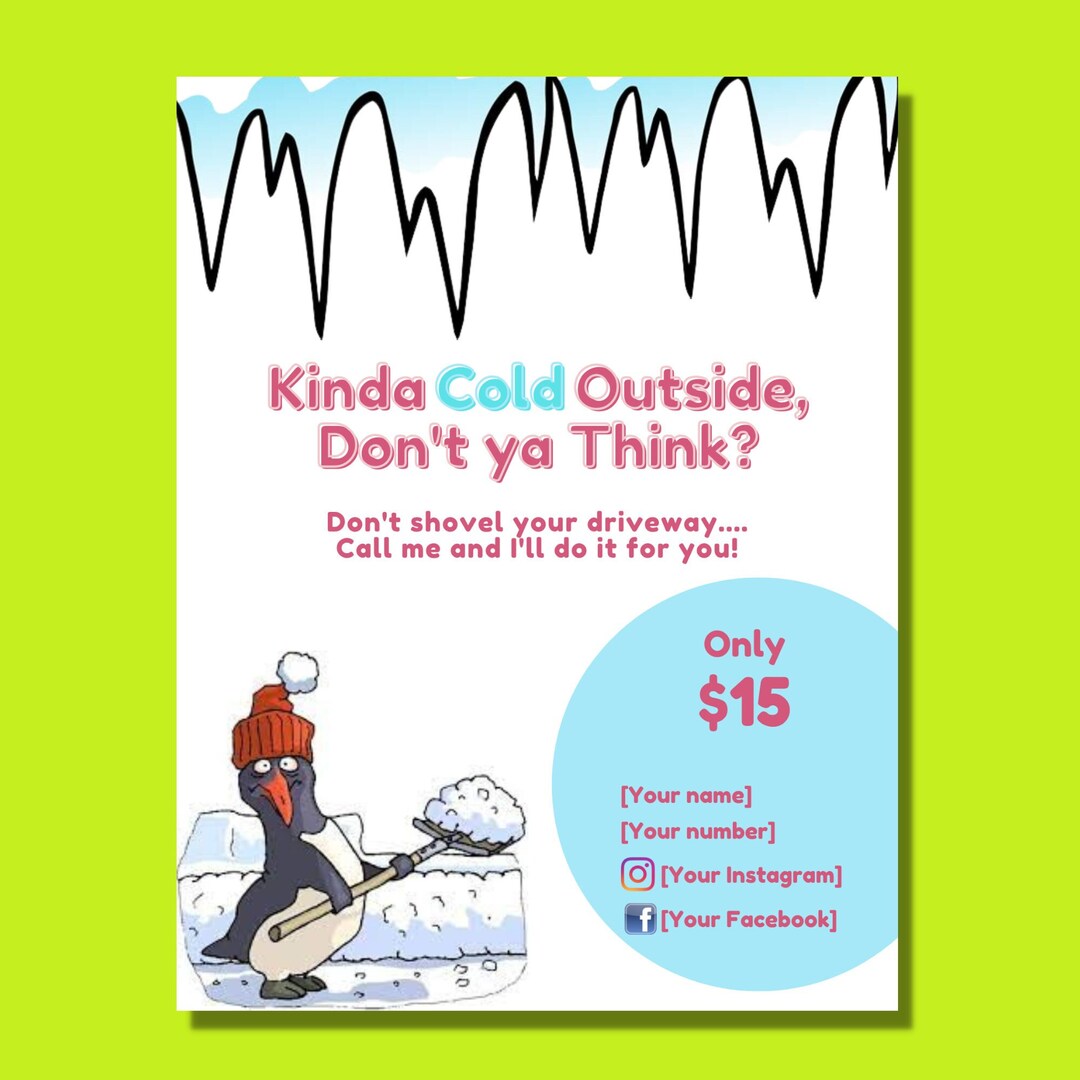 Snow Shovel Flyer Show Removal Flyer Teen Entrepreneur Business Digital