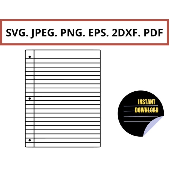 Lined Notebook Paper SVG Lined Paper Svg School Paper Svg Etsy