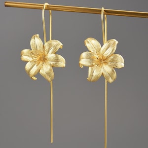 Lily Flower Earrings, Sterling Silver Earrings, Gold Earrings, Gifts For Her