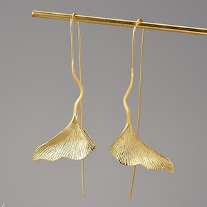 Ginkgo Leaf Earrings, Dangle Earrings, Silver Earrings, Gold Earrings, Gifts for Her, Mother&#39;s Day Gifts