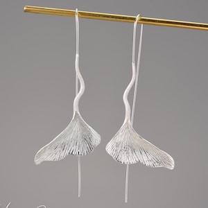 Ginkgo Leaf Earrings, Dangle Earrings, Silver Earrings, Gold Earrings, Gifts for Her, Mother&#39;s Day Gifts