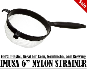 Nylon Mesh Strainer, 7" Hooked IMUSA | 100% Plastic, Great for Fermentation like Kefir, Kombucha, Brewing and Pickling