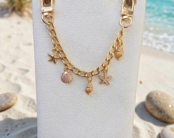 SeaShell Gold and Pale Pink-White 8-Inch  Purse  Chain Accessory