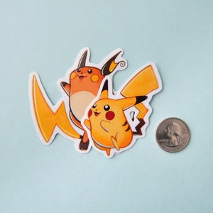 Evolution Pair Pikachu and Raichu Sticker Pack / Cute Chunky Pikachu and Raichu 90s style stickers