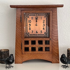 Mission/Craftsman/Arts & Crafts/8 Pane Tall Mantel Clock