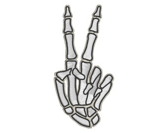 Skeleton Peace Sign Embroidery File, Halloween Embroidery Design