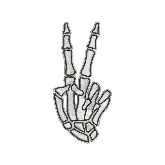 Skeleton Peace Sign Embroidery File, Halloween Embroidery Design