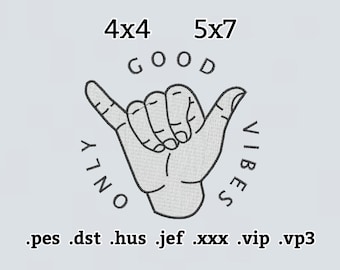Good Vibes Only Embroidery File, Diseño de bordado de moda, Descarga instantánea