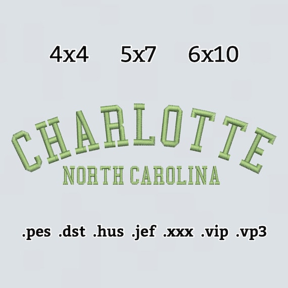 Charlotte North Carolina Embroidery File Etsy