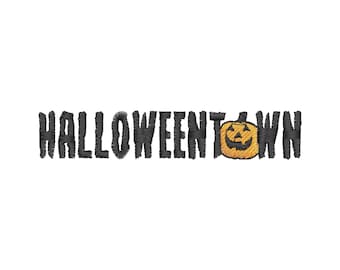 Halloween Town Embroidery File, Pumpkin Embroidery Design, Instant Download