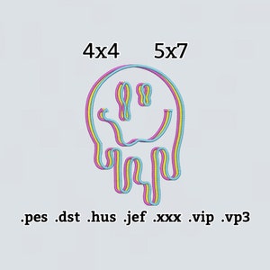 Trippy Smiley Embroidery File, Trendy Embroidery Design, Instant Download