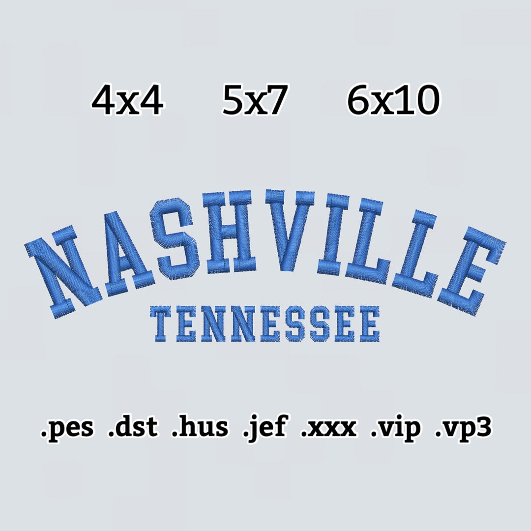 Nashville Tennessee Embroidery File Instant Download Etsy