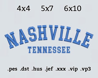 Nashville Tennessee Embroidery File, Instant Download