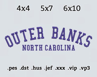 Outer Banks North Carolina Embroidery File, Instant Download