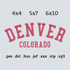Denver Colorado Embroidery File, Instant Download