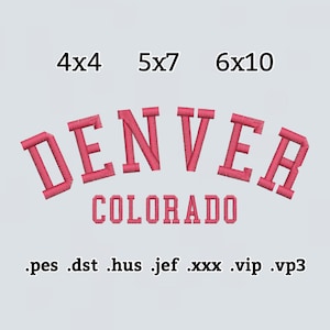 Denver Colorado Embroidery File, Instant Download