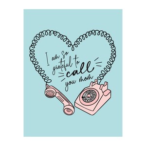 Cartão de Dia das Mães com Telefone Gráfico - Envelope - Em Branco Dentro - “Estou grato por ligar para você, mãe” - Telefone Retro - Mãe - Aniversário - Presentes para Mãe