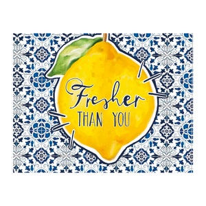 Carte de vœux graphique citron avec enveloppe - Vierge à l’intérieur - Cartes de notes - Cadeaux - Anniversaires - Toutes les occasions - « plus frais que vous »