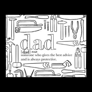 COLOR ME Carte Papa Graphique avec Enveloppe - Intérieur Vierge - Cartes de Note - Coloriage - Famille - Fête des Pères - Outils - Marteaux Clous Vis Scies