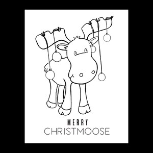COLOR ME Grafische Elch Weihnachtskarte mit Umschlag - Innenseite leer - Notizkarten - Weihnachten - Färbung - Wortspiel - “Merry Christmoose”