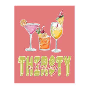 Biglietto di auguri grafico per cocktail con busta - Vuoto all'interno - Biglietti da visita - Tutte le occasioni - Divorzio - Compleanno - "Resta assetato"