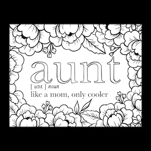 COLOR ME Grafische Tante Karte mit Umschlag - Blanko innen - Notizkarten - Ausmalen - Familie - Florales Design - Blumen
