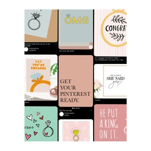Graphic Engagement Pinterest Board Carte de vœux avec enveloppe - Vierge à l'intérieur - Cartes de correspondance - Fête de fiançailles - "Préparez votre pinterest"