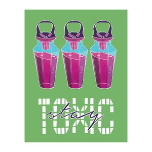Biglietto di auguri grafico veleni e tossine con busta - Blank Inside - Note Cards - Tutte le occasioni - Disney Bottle- Compleanni - "stay toxic"