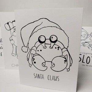 COLOUR ME Graphic Crab Weihnachtskarte mit Umschlag - Innen blanko - Grußkarten - Weihnachten - Ausmalen - Wortspiel - “Santa Claws”