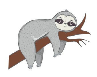 Sloth in Tree Sticker | Vinyl Die Cut Sticker | Illustrated Art Die Cut Stickers | Decal Stickers