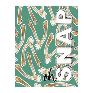 Carte de vœux graphique Wishbone avec enveloppe - Vierge à l’intérieur - Cartes de notes - Cadeaux - Anniversaires - Toutes les occasions - « oh snap »
