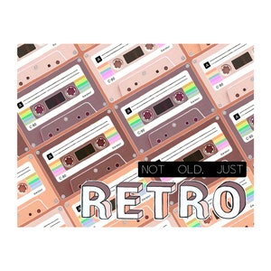 Graphic Cassette Tape Greeting Card with Envelope - Blank Inside - Note Cards - Pinks - Birthday - “not old, just retro”