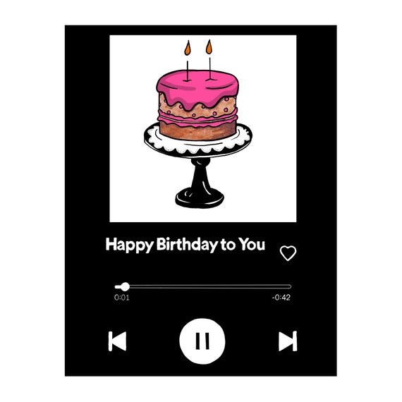 Graphic Spotify Happy Birthday to You Song on a Birthday Card Etsy Canada