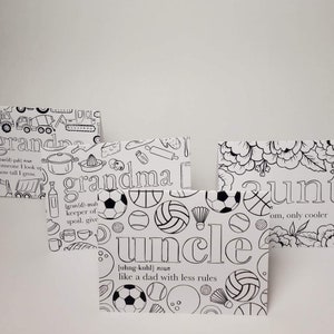 COLOR ME Lot de cartes de vœux avec dictionnaire familial avec intérieur vierge | Toutes les occasions | Coloriage | Tante, oncle, grand-mère, grand-père