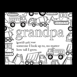 Carte de grand-père graphique COLOUR ME avec enveloppe - Blanc à l’intérieur - Cartes de notes - Coloriage - Famille - Camions et Machinary