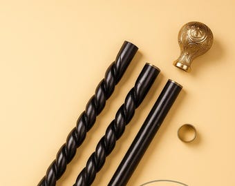 Black Wooden Walking Stick with Brass Knob Handle | Engraved Vintage Style Cane | Custom Name Walking Cane for Men | Handmade Gentleman Gift