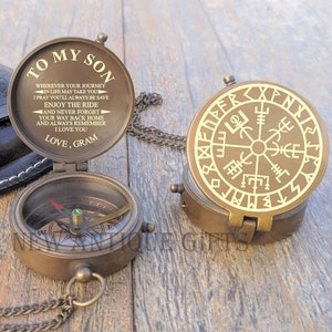 Nordic Compass, Viking Vegvisir Engraved Compass, Norse Mythology Compass, Working Compass, Anniversary Gift, Gift for Him, Birthday Gift