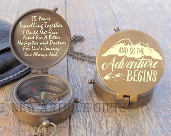 Adventure Awaits- Gravur Jahrestag Geschenk Kompass- Personalisiertes Geschenk Kompass-An meinen Sohn Geschenk-Graviert Kompass Geschenk Mann Frau Geschenk