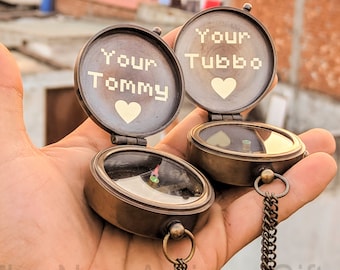 Brass Compass Your Tommy Your Tubbo Compass , Custom Engraving Compass ,Working Compass, Dual Set Compass, Christmas Gifts, Mcyt, Dream Smp