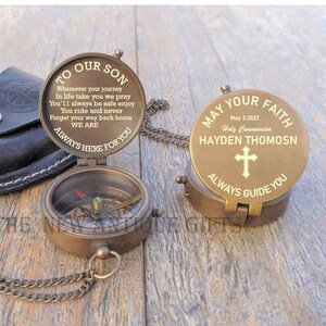 Personalized Engraved Compass, Baptism Gift, Baptism Compass, First Communion Gift Boy, Confirmation Gift, Custom Compass Gift, Xmas Gift
