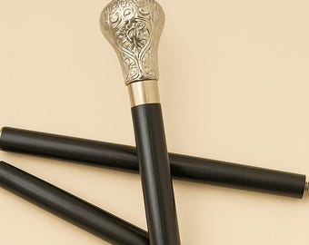 Brass Silver Handle Wooden Walking Stick Engraved Vintage Style Cane Personalized Name Walking Stick, Handmade Gentleman Cane Christmas Gift