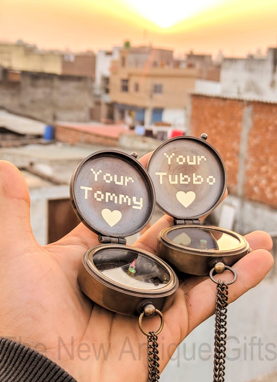 Brass Compass Your Tommy Your Tubbo Compass , Custom Engraving Compass ,Working Compass, Dual Set Compass, Christmas Gifts, Mcyt, Dream Smp