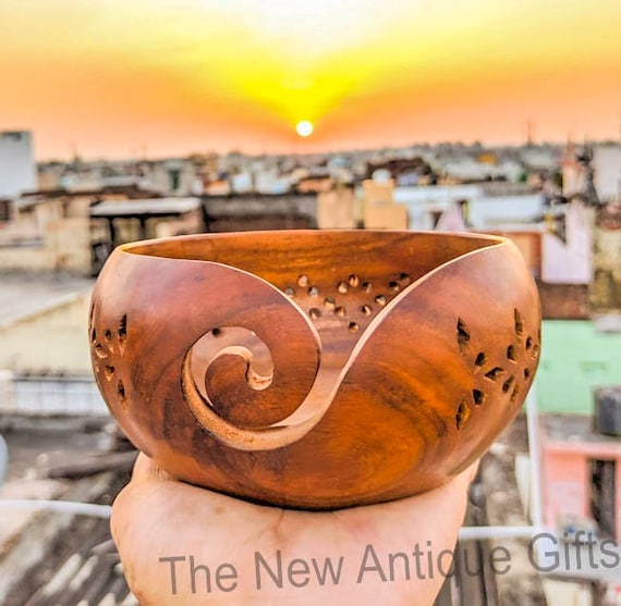 Personalized Wooden Yarn Bowl | Rosewood Crafted Wooden Yarn