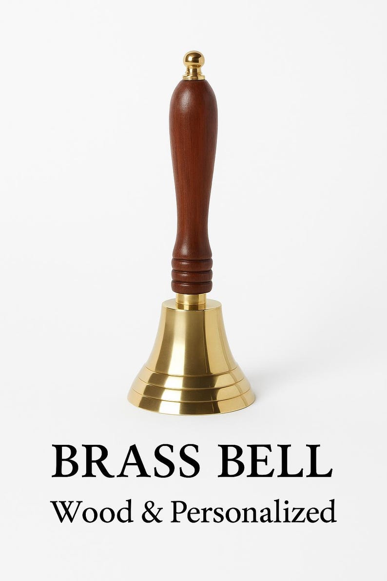 Engraving Brass Hand Bell With Wooden Handle | Premium Christmas Gift ...