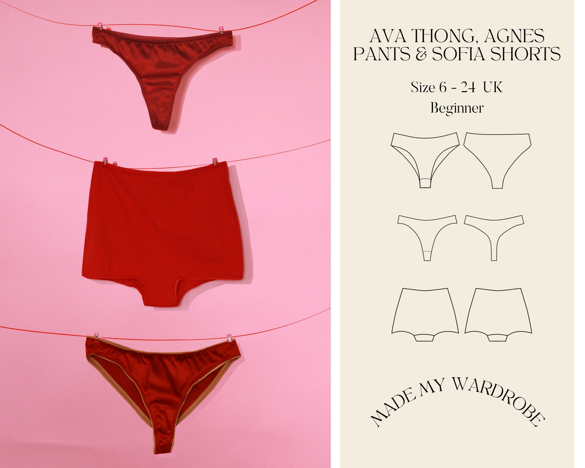 Buy Ava Thong, Agnes Pants & Sofia Shorts PDF Pattern Made My Wardrobe  Online in India 