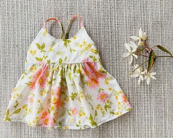 Floral Baby Knee-Length Dress, Vintage Floral Baby Dress, Floral Toddler Crop Top