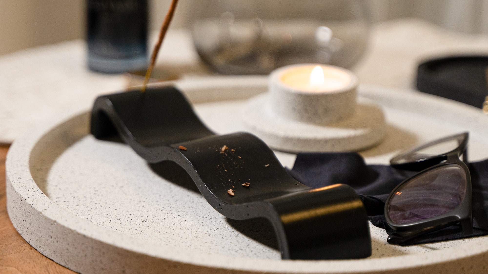 Wavy Incense Holder // Black Incense Holder Minimalist Etsy