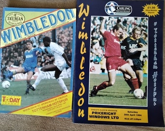 2 x WIMBLEDON v Tottenham (Spurs)  programmes 1987-1994