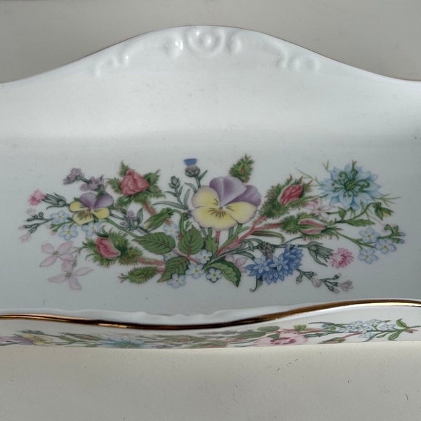 Ansley Wild Tudor Fine Bone China Vanity Tray, Made in England.